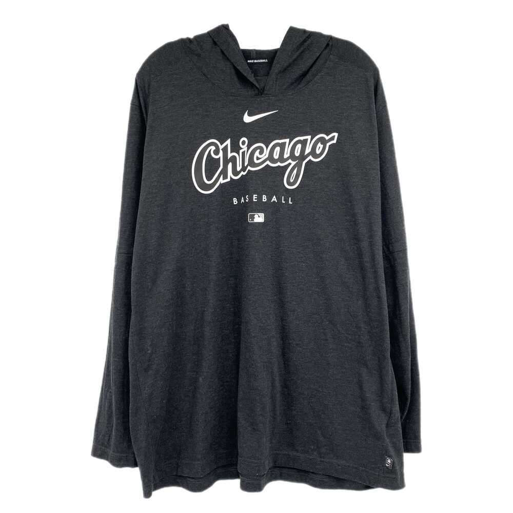 Nike Gray Hooded Long Sleeve Baseball Tee | Mens XXL